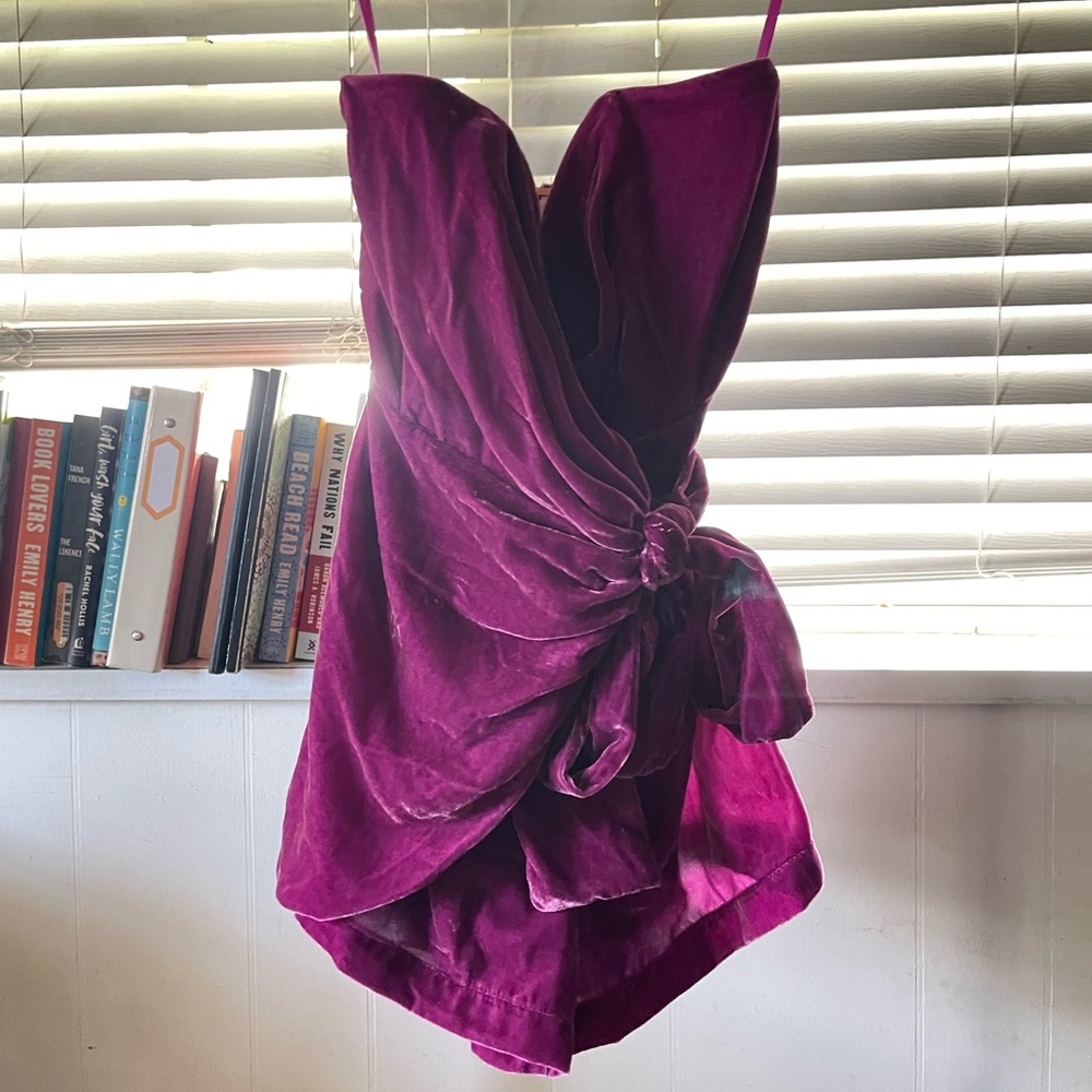 Free People Fuschia velvet romper, size XS